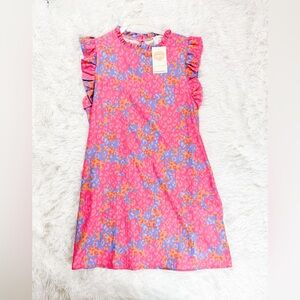 Floral Pink and Orange Ruffle Dress